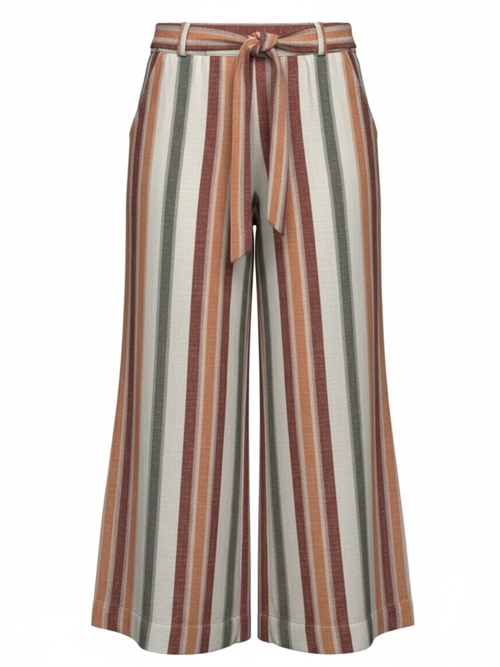 Indigo Rein Soft Linen Striped Wide Leg Cropped Pants Split Hem Womens size M - Picture 2 of 8